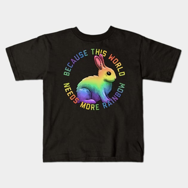 More Rainbow Bunny Kids T-Shirt by Art by Veya